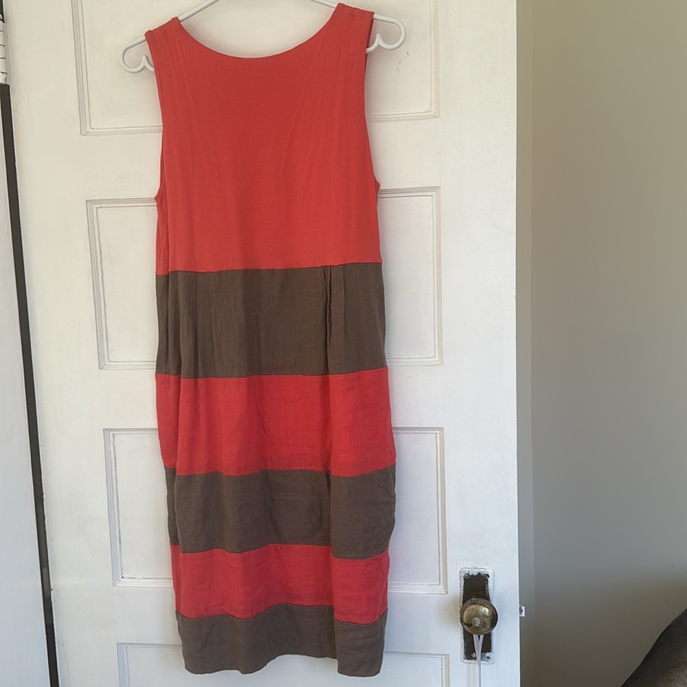 Linen and cotton designer dress, made in Italy. - Picture 2 of 4